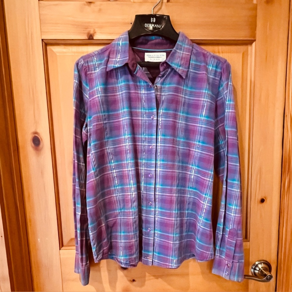 Wrangler Blues vintage purple pearl snap western shirt